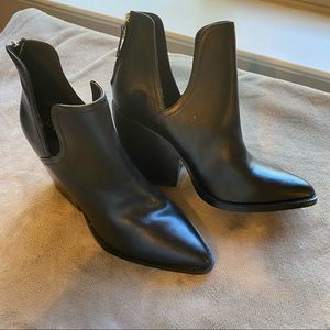NWOT NWOB Abound Black Faux Leather Cut Out Heeled Ankle Boots